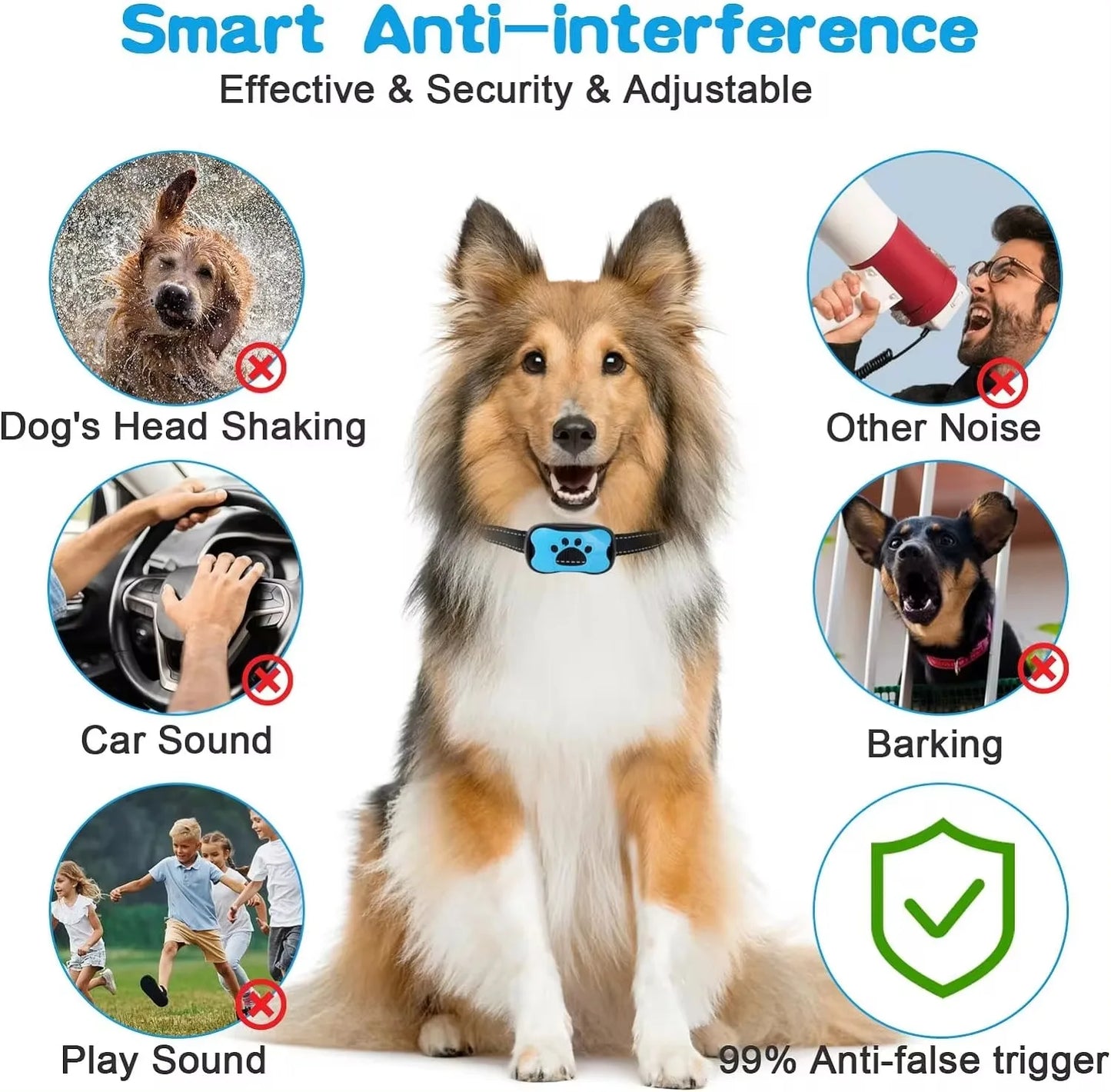 Pet Dog Anti Barking Device Dogs Training Collar USB Rechargeable Ultrasonic Stop Barking Vibration Anti Bark Collar Accessories