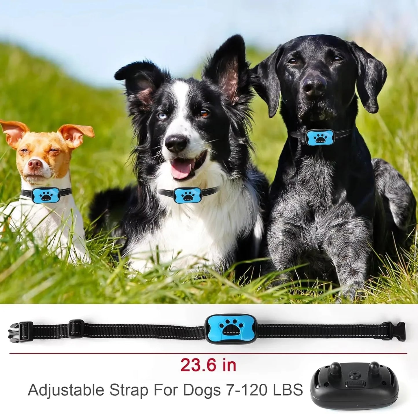 Pet Dog Anti Barking Device Dogs Training Collar USB Rechargeable Ultrasonic Stop Barking Vibration Anti Bark Collar Accessories