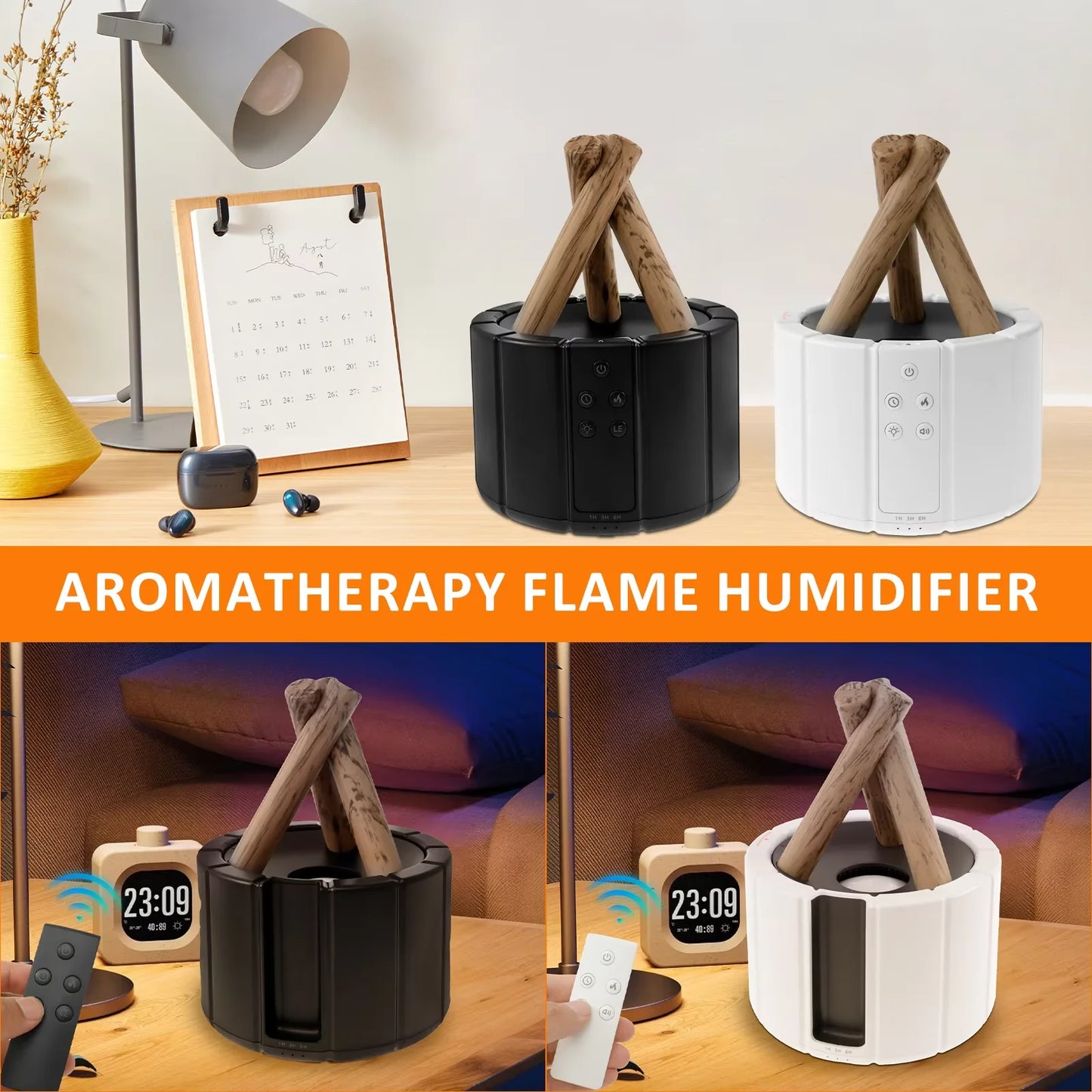 250ml Campfire Flame Fire Diffuser with Remote Control Cool Mist Humidifier Simulated Campfire Diffuser for Home Bedroom Office