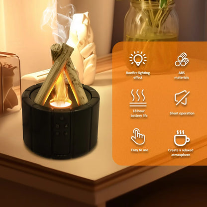 250ml Campfire Flame Fire Diffuser with Remote Control Cool Mist Humidifier Simulated Campfire Diffuser for Home Bedroom Office