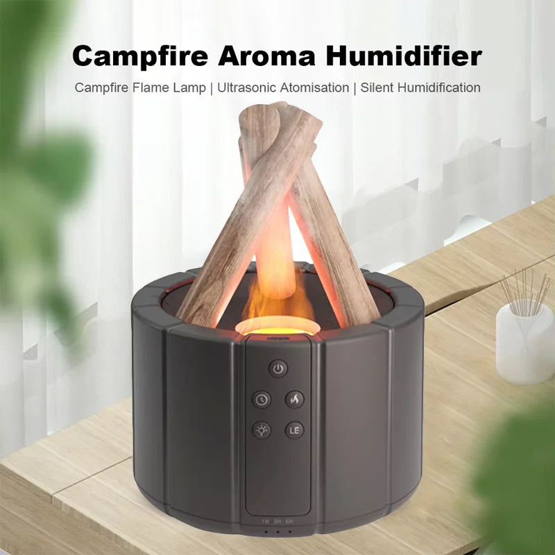 250ml Campfire Flame Fire Diffuser with Remote Control Cool Mist Humidifier Simulated Campfire Diffuser for Home Bedroom Office